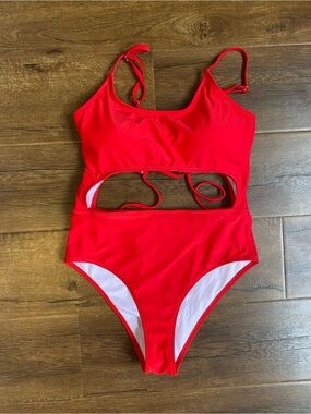 NWOT Red Cutout One-Piece Swimsuit